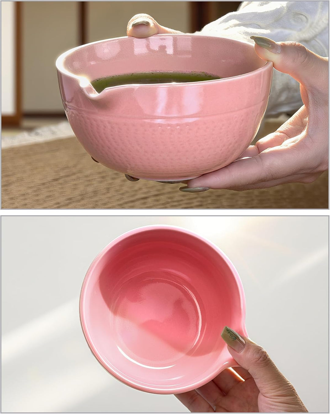 Rosa Matcha Whisk Set, 5 Pcs Macha Tea Set Includes Pink Ceramic Matcha Bowl with Spout, Bamboo Whis