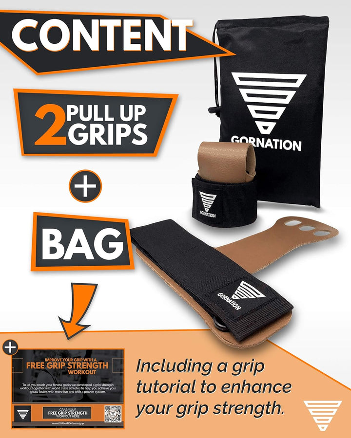 GORNATION Fitness-Handschuhe, Leder-Grips mit Handgelenkstütze für Herren & Damen, Alternative für T