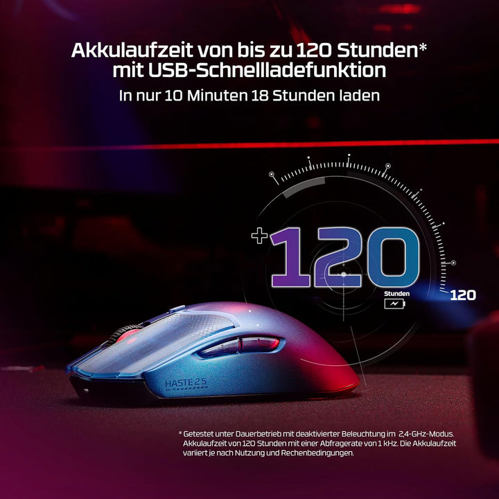 HyperX Pulsefire Haste 2 S Kabellose Gaming-Maus, Magnesiumgehäuse, Ultra-leicht, 64 g, Akku 120 h,