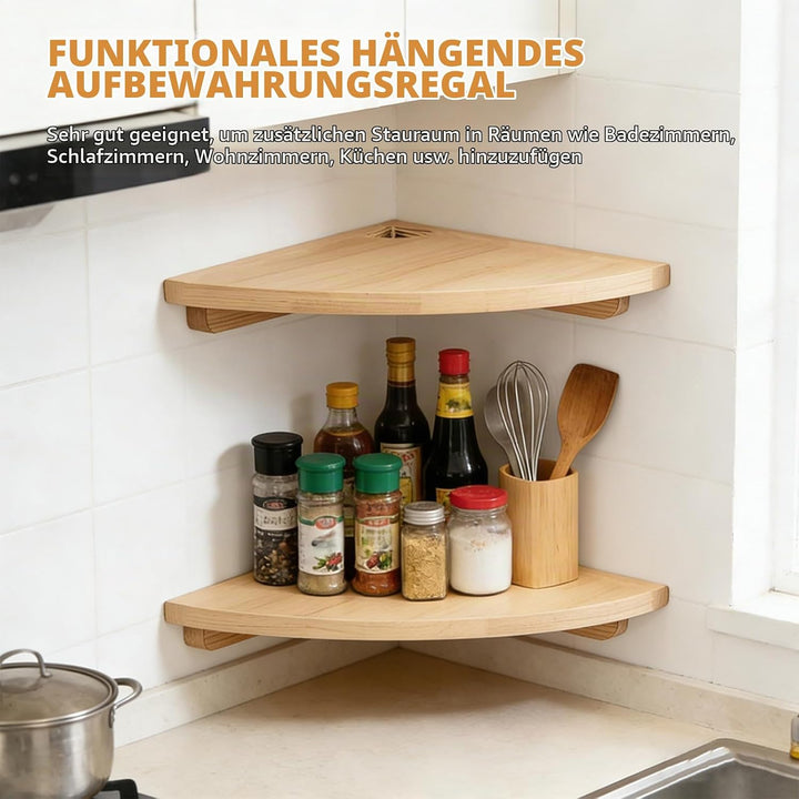BYZESTY Eckregal Hängend 2er Set, 27,5 cm Eckregal Holz, Wandregal Eiche Massiv, Wandregal Holz für