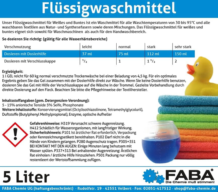 FABA 20 L Flüssigwaschmittel Konzentrat grün frisch GRATIS Ausgiesser 4 x 5 L