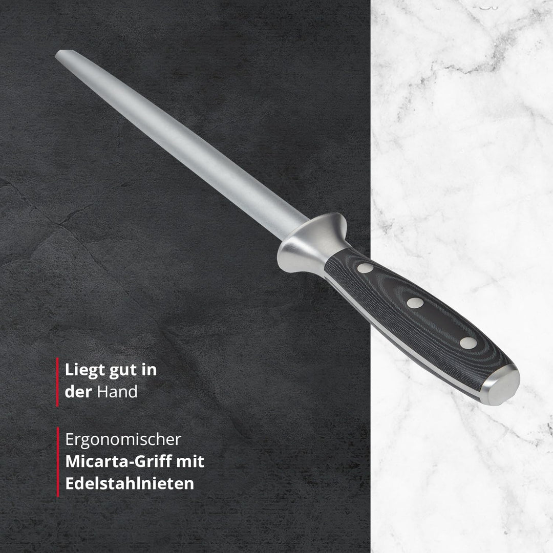 MEISTERKOCH Wetzstahl zum schärfen von Messern | 32,5 cm aus rostfreiem deutschen Edelstahl | ergono