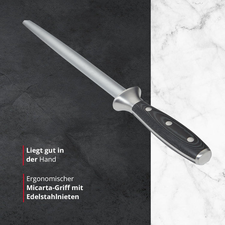MEISTERKOCH Wetzstahl zum schärfen von Messern | 32,5 cm aus rostfreiem deutschen Edelstahl | ergono