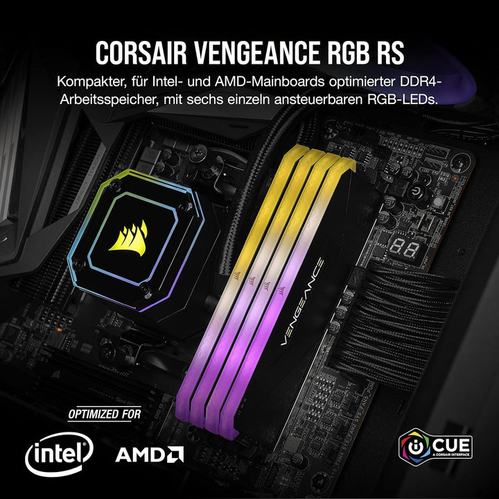 Corsair Vengeance RGB RS 8 GB (1 x 8 GB) DDR4 3.200MHz C16 Arbeitsspeicher (Dynamische RGB-Beleuchtu