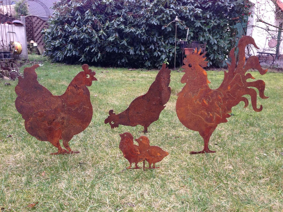 Crispe Gartenstecker Dekoration Edelrost - Huhn - Metall rostige Dekofigur - Höhe 40 cm, Huhn