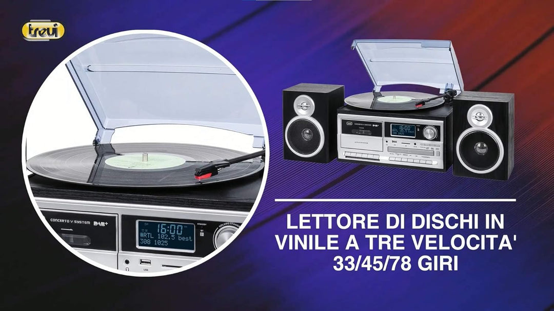 Trevi TT 1072 DAB Bluetooth-Stereo-Plattenspieler mit digitalem DAB/DAB+-Empfänger, Encoding-Funktio