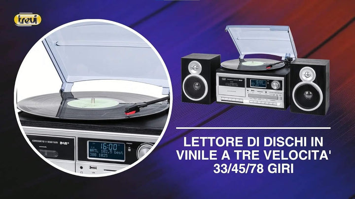 Trevi TT 1072 DAB Bluetooth-Stereo-Plattenspieler mit digitalem DAB/DAB+-Empfänger, Encoding-Funktio