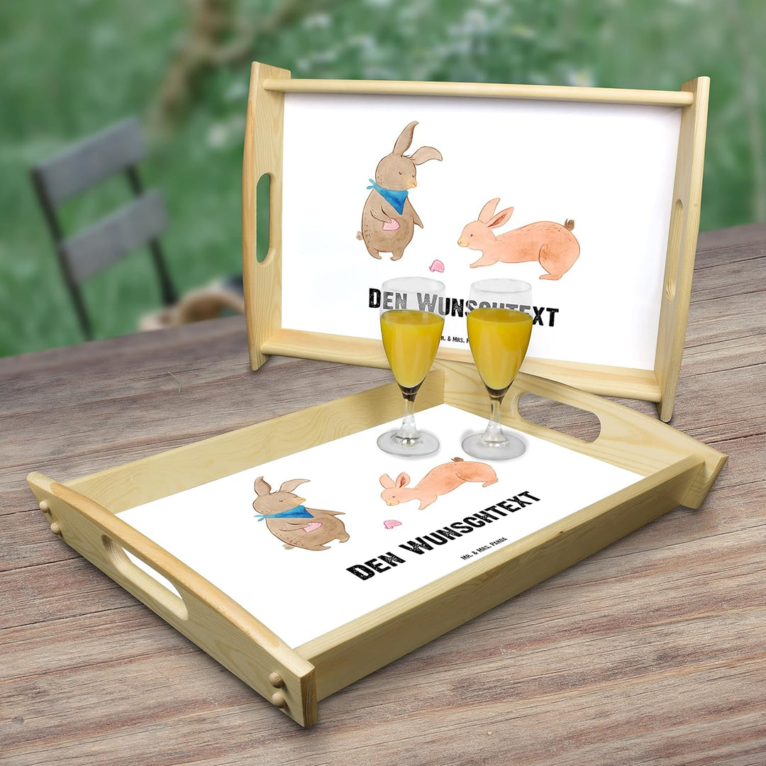 Mr. & Mrs. Panda Serviertablett Bedrucken Hasen Muschel - Personalisierte Geschenke, Muscheln, Stran