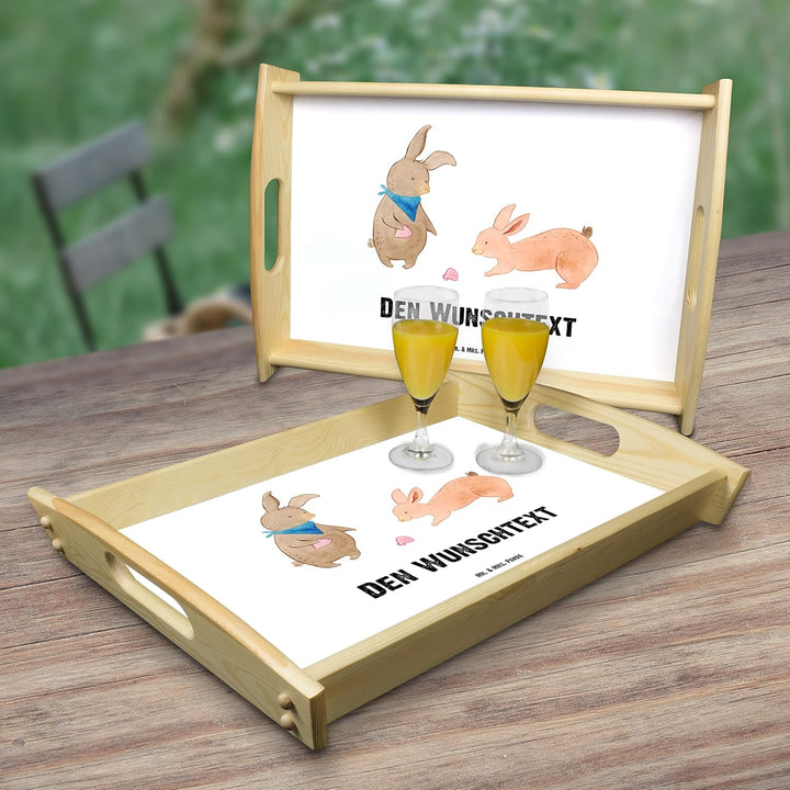 Mr. & Mrs. Panda Serviertablett Bedrucken Hasen Muschel - Personalisierte Geschenke, Muscheln, Stran