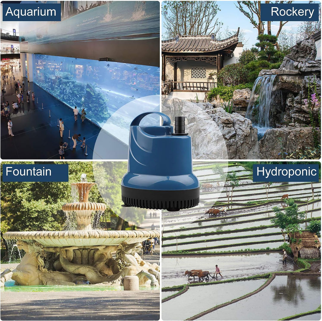 EXLECO Mini Wasserpumpe Tauchpumpe Aquariumpumpe 1500L/H 20W 230V Förderhöhe 1,6m Kabel mit Stecker