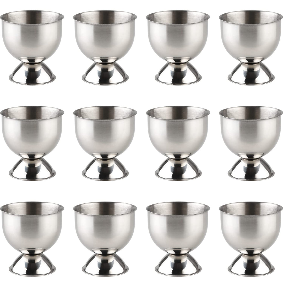 Eierbecher aus Edelstahl für weich gekochte Eier 12er Set Eierhalter Tablett, 12