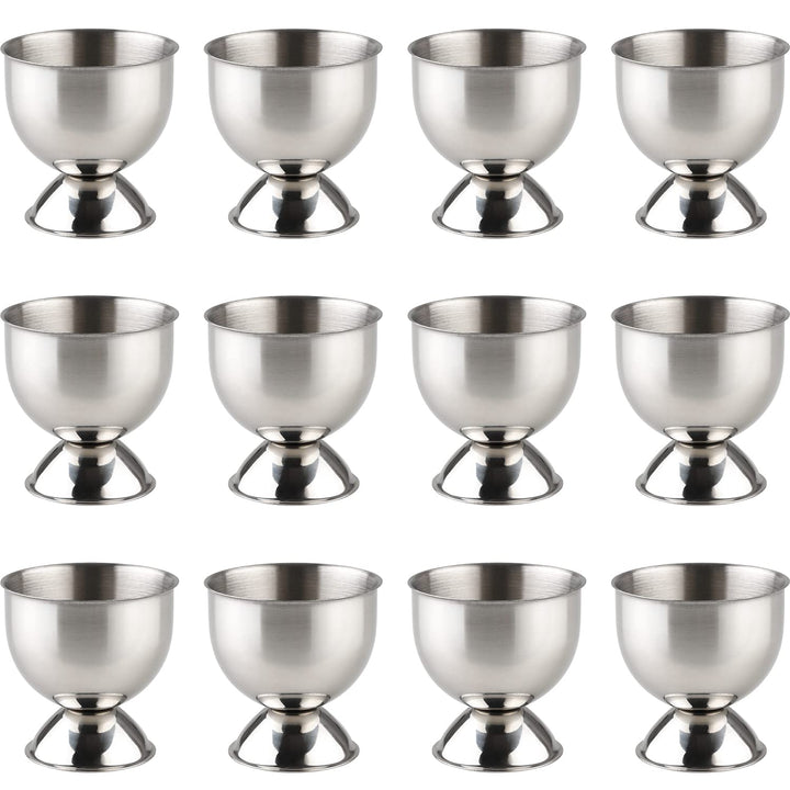 Eierbecher aus Edelstahl für weich gekochte Eier 12er Set Eierhalter Tablett, 12