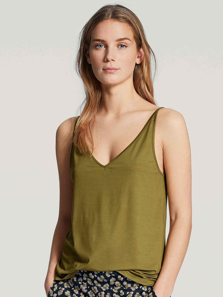CALIDA Damen Favourites History Pyjamaoberteil, Green Moss, XS EU