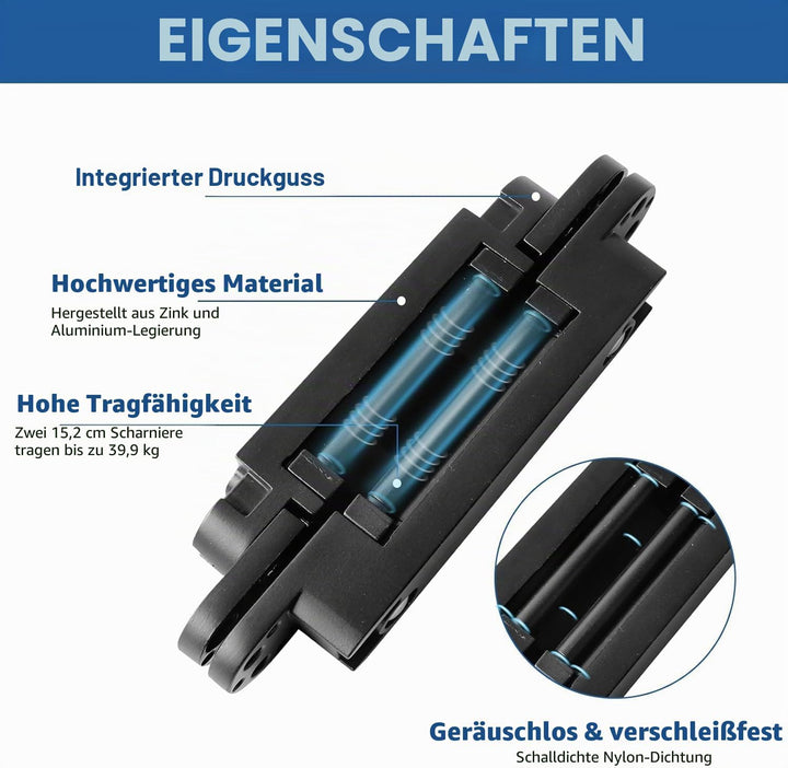 TamBee 15,2 cm Türscharniere versteckte Scharniere unsichtbare Scharniere Schwerlast Zinklegierung 1