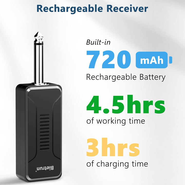 Bietrun UHF Receiver Wireless Microphone WXM02 / WXM04, with 720mAh Rechargeable Battery, 160 ft Wor