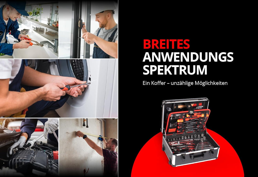 Mephisto Werkzeugkoffer - Werkzeugtrolley - Premium XXL Werkzeugset mit GS und VDE zertifiziertem Ch