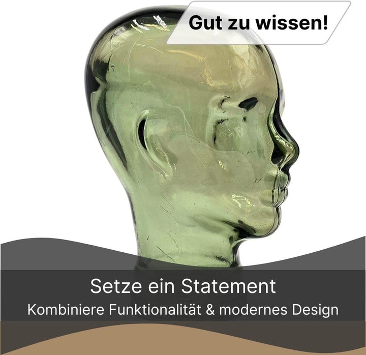 Mick Kopfhörerständer | Glas, Transparent Olivgrün | für Kopfhörer, Headset &amp; VR-Brille – Dekorative