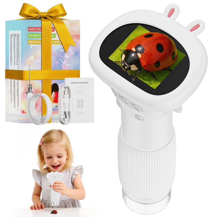 Tragbares Mikroskop für Kinder - Digitales Kindermikroskop, 1000X Taschenmikroskop mit 8 LED Licht,