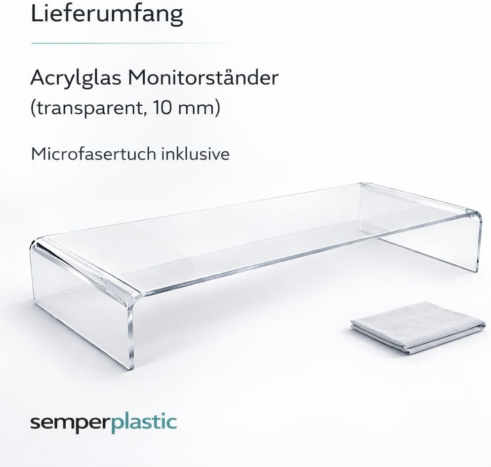 semper plastic Acrylglas Monitorständer transparent aus deutscher Herstellung - Exklusive Monitorerh