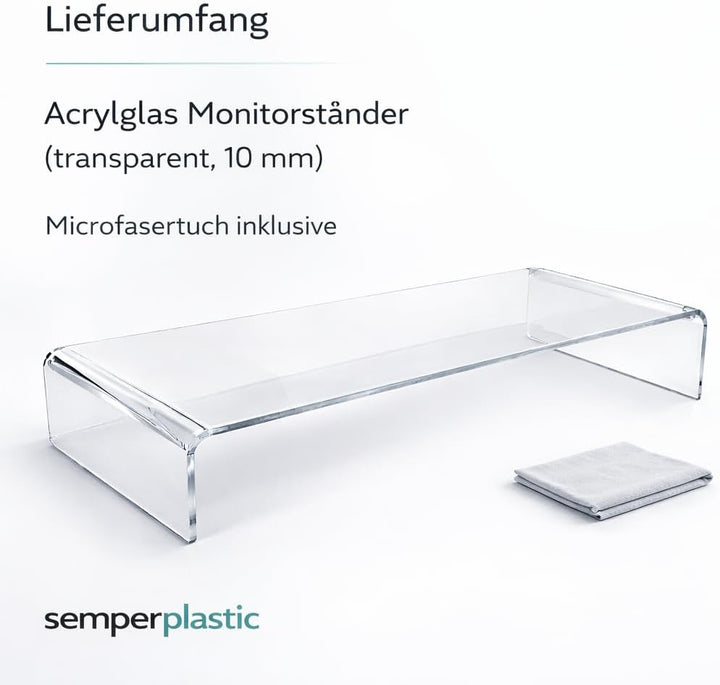 semper plastic Acrylglas Monitorständer transparent aus deutscher Herstellung - Exklusive Monitorerh