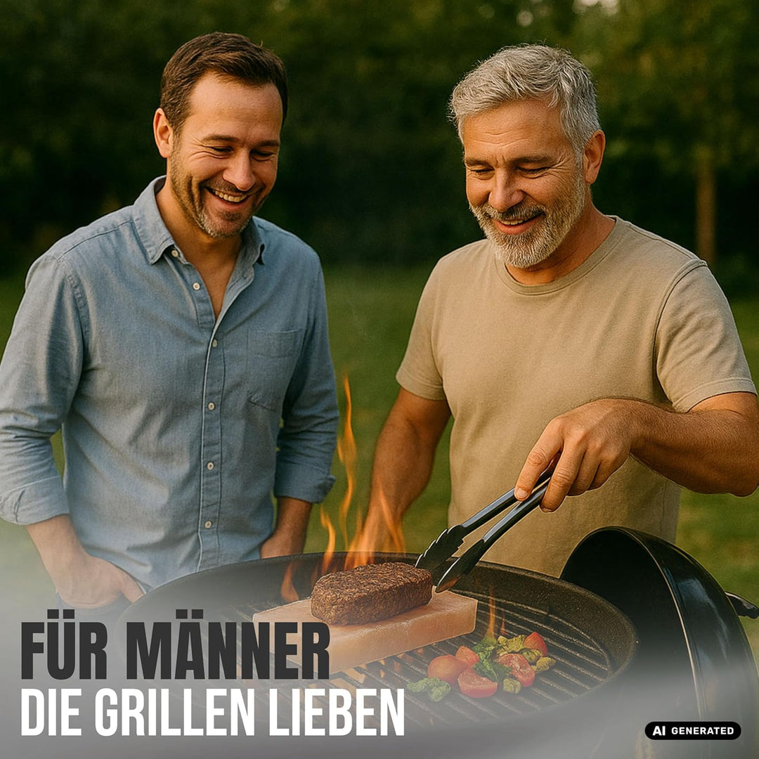 Salzstein Grill 2er Set mit Geschenkverpackung - BBQ Grillstein aus Gebirgssalz für intensiven Gesch