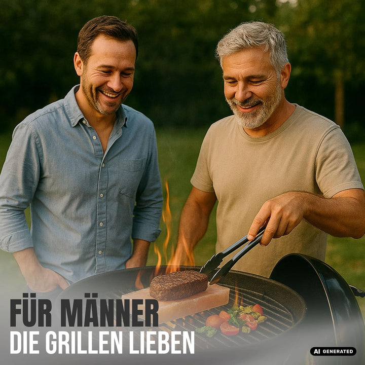 Salzstein Grill 2er Set mit Geschenkverpackung - BBQ Grillstein aus Gebirgssalz für intensiven Gesch