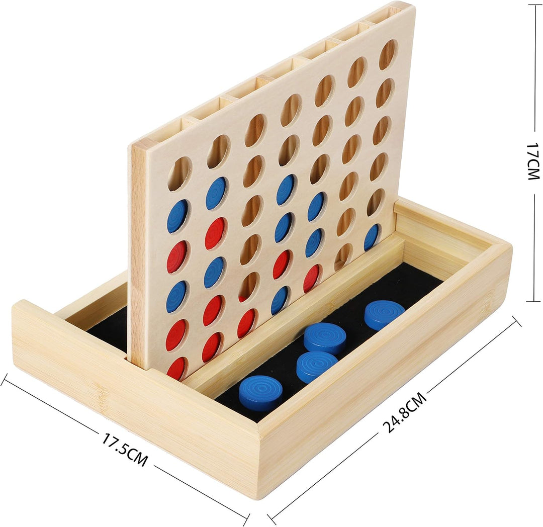 TOWO Holz 4 in Einer Reihe Spiel-klassisches Strategie-Spiel für Kinder-Connect das 4 Discs von glei