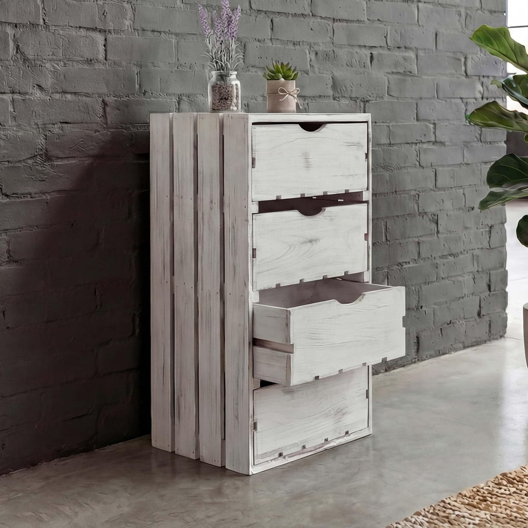 Mendler Kommode HWC-C62, Schubladenkommode Holzkiste, Shabby-Look Vintage, 4 Schubladen 70x32x26cm -
