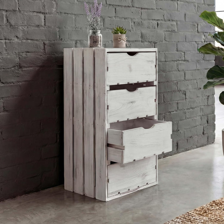 Mendler Kommode HWC-C62, Schubladenkommode Holzkiste, Shabby-Look Vintage, 4 Schubladen 70x32x26cm -