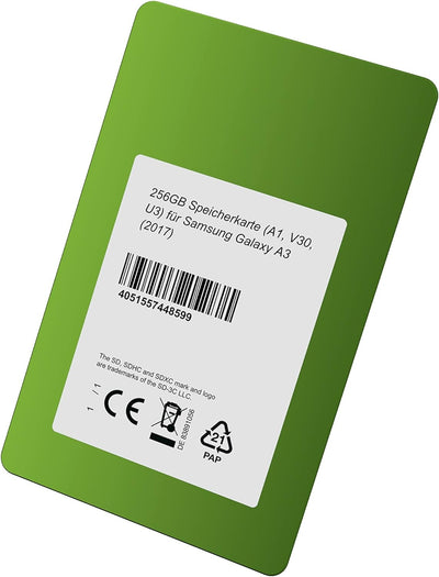 256GB Speicherkarte (A1, V30, U3) für Samsung Galaxy A3 (2017) 256GB A1, V30, U3, 256GB A1, V30, U3