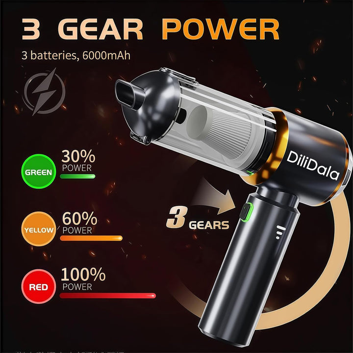 Handstaubsauger Akku, 25000PA Autostaubsauger Akku Testsieger, EIN-Touch-Staubbehälter Handstaubsaug