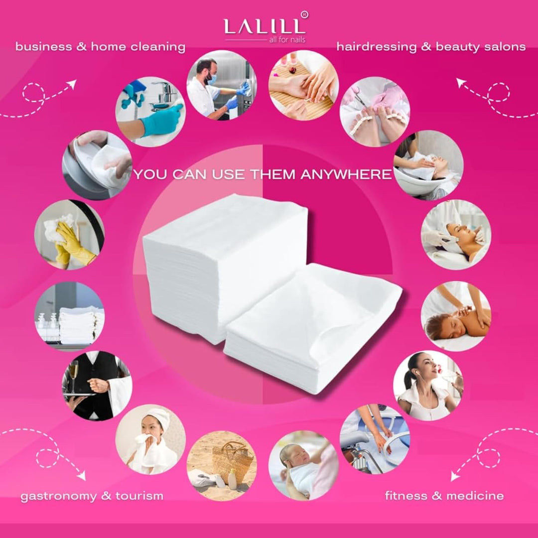 LALILL Einweghandtücher für Pediküre 100 Stück - Handtücher Set Weiss aus Zellulose für Pediküre-Beh
