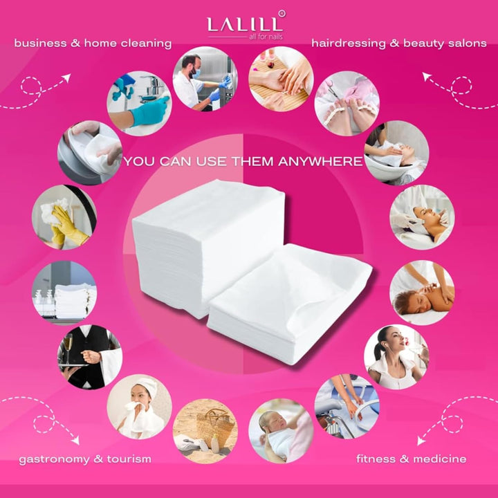 LALILL Einweghandtücher für Pediküre 100 Stück - Handtücher Set Weiss aus Zellulose für Pediküre-Beh