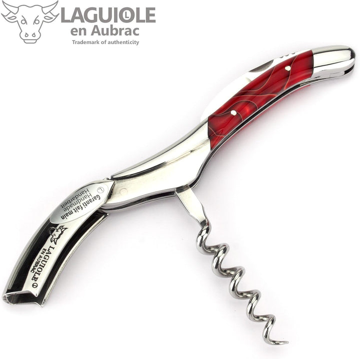 Laguiole en Aubrac Kellnermesser Sommelierbesteck SOM99WRI Griffschalen Acrylglas Marsh Mallow rot,