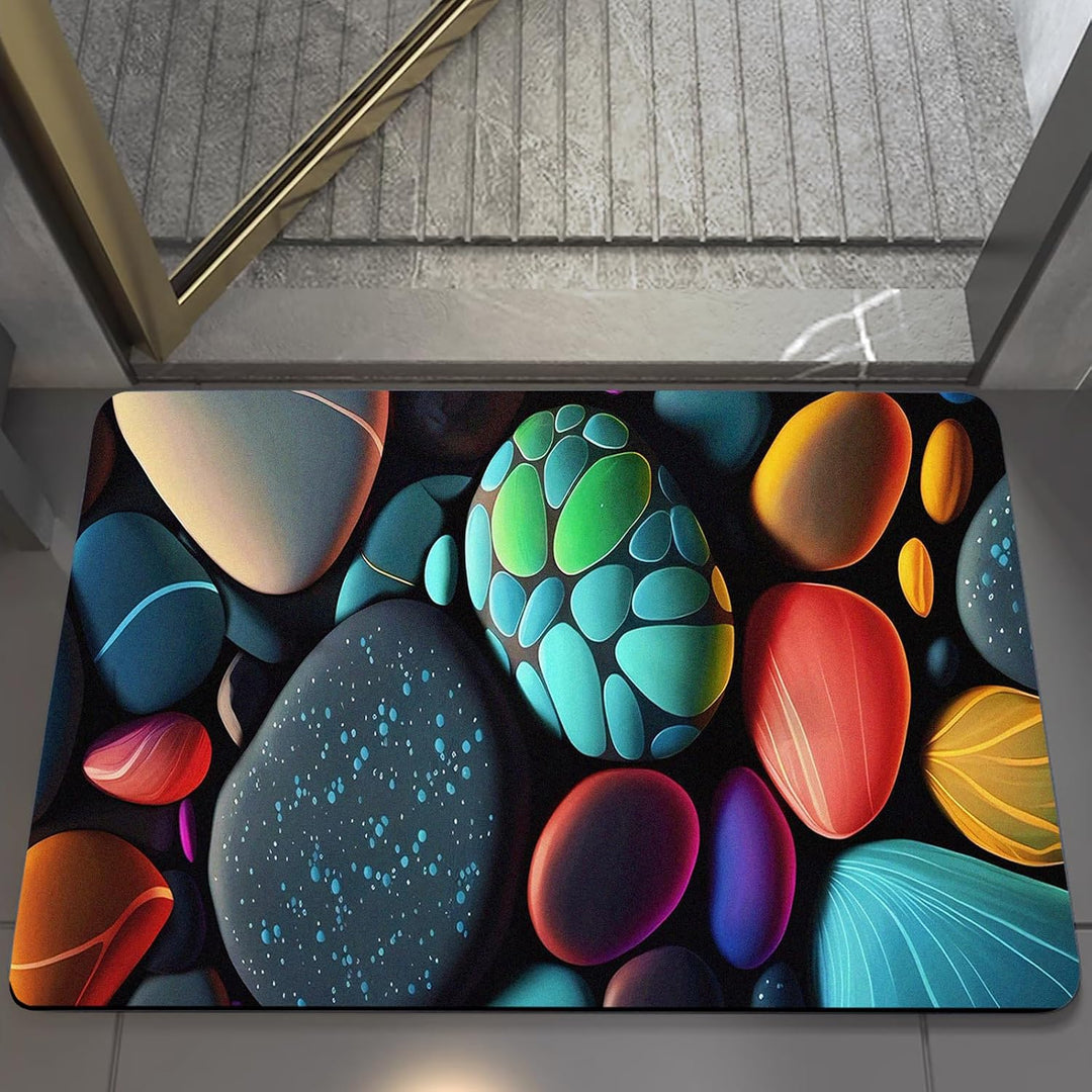 Olnamaro® Badematte Stein(3D-Muster) Badematte Rutschfester Badezimmerteppich Absorbierender Badtepp