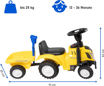 Rutschauto Traktor New Holland ab 1 Jahr | Kinderauto mit Anhänger | Rutschfahrzeug mit Schaufel und