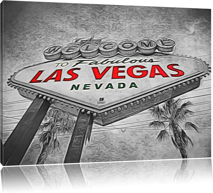 altes Ortseingangsschild Las Vegas Format: 100x70 auf Leinwand, XXL riesige Bilder fertig gerahmt mi