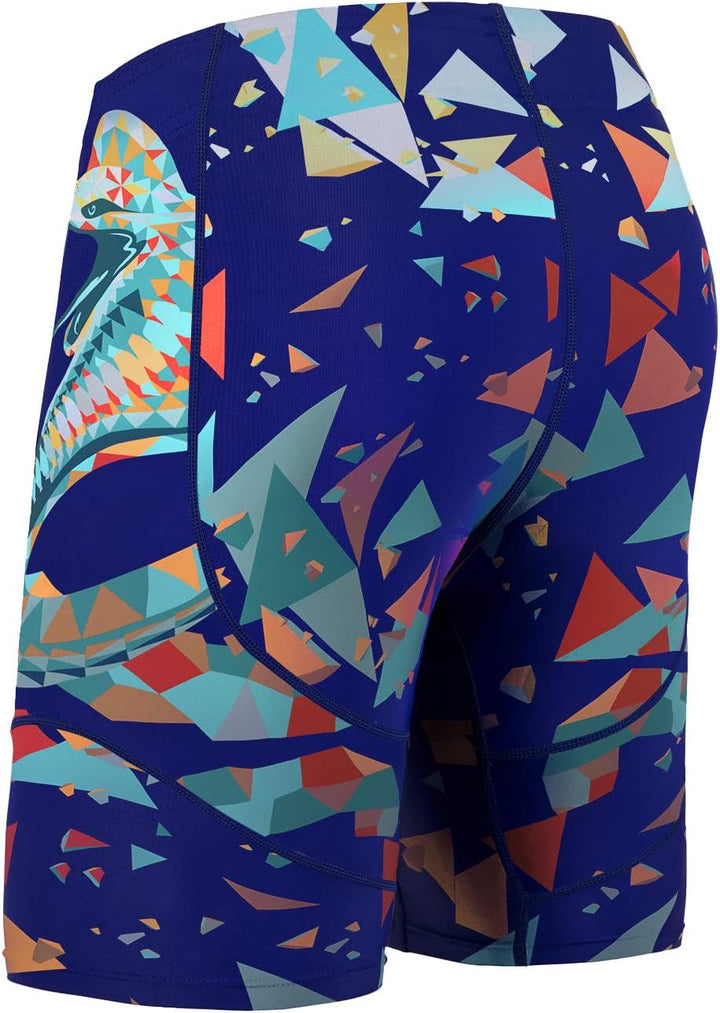 HUGE SPORTS Herren Splice Schwimmhose Kompression Jammer Lang Wilde Serie XL Blau Schlange, XL Blau