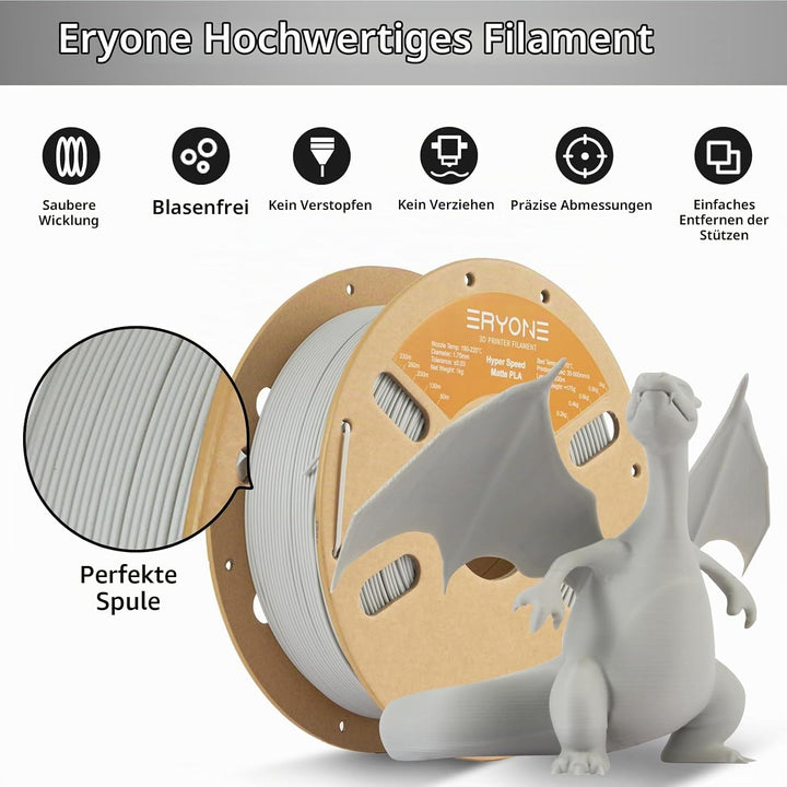 ERYONE High Speed Matte Filament PLA 1.75mm +/- 0.03mm, 3D Printing PLA Pro Filament Fit Most FDM Pr