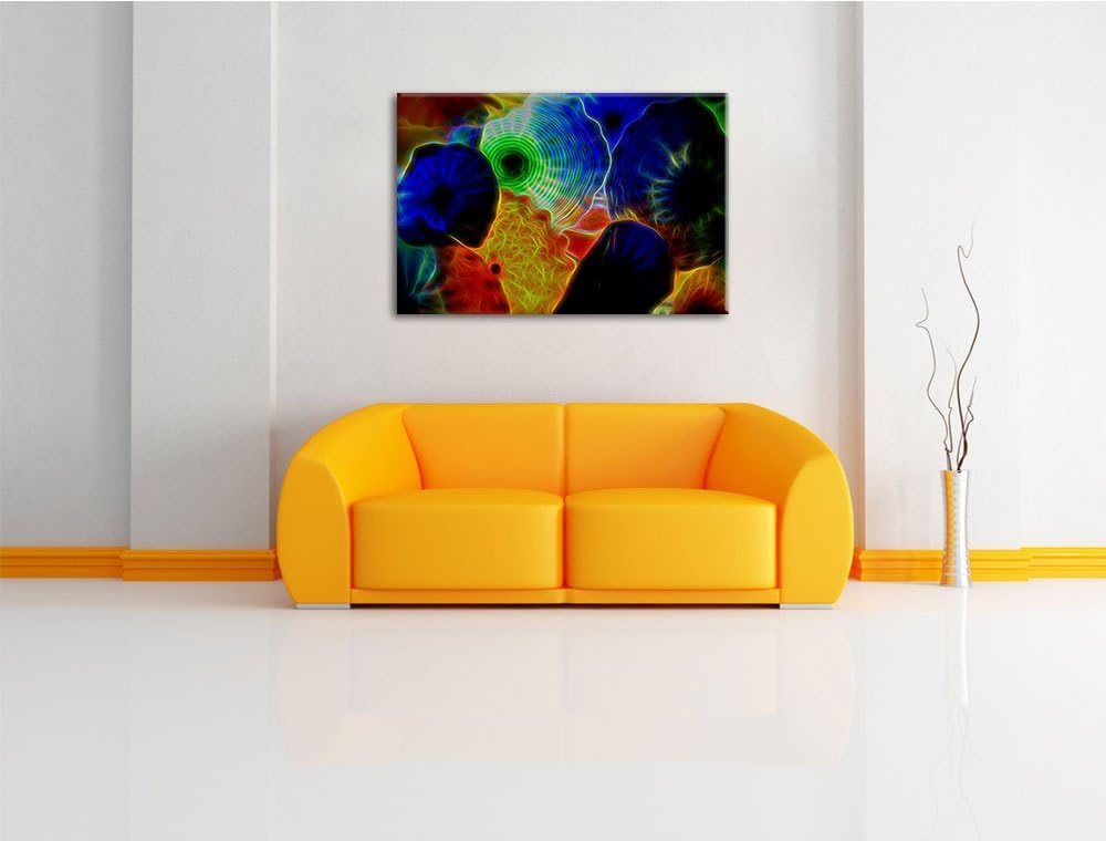 bunte Quallen Deluxe Format: 100x70 cm auf Leinwand, XXL riesige Bilder fertig gerahmt mit Keilrahme