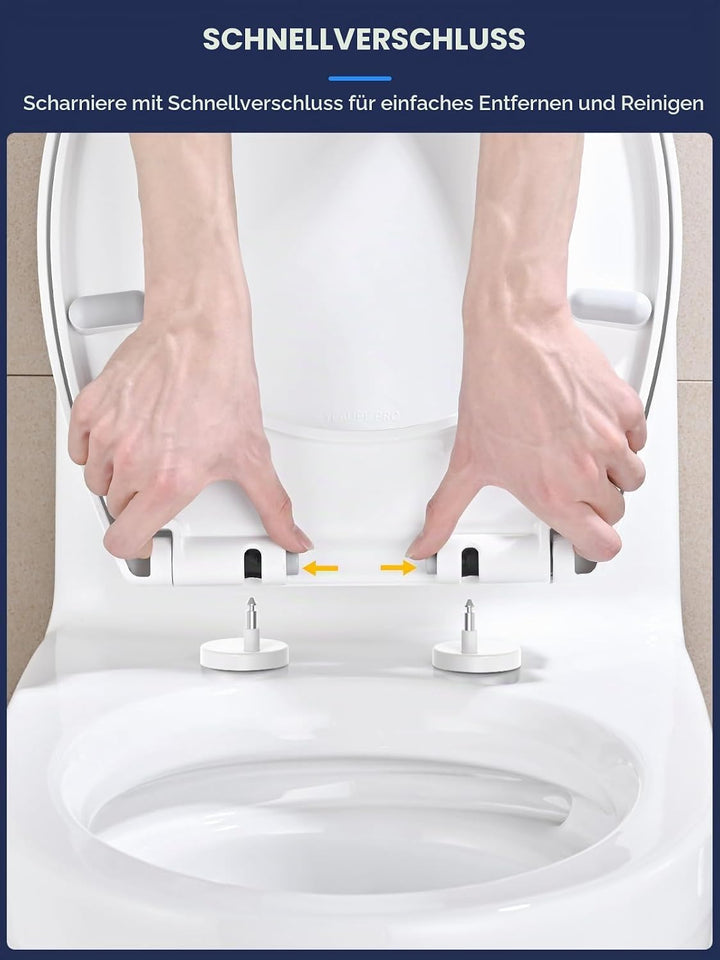 YEAUPE PRO Toilettendeckel mit Absenkautomatik O-Form– WC Sitz aus hochwertigem PP mit Schnellversch