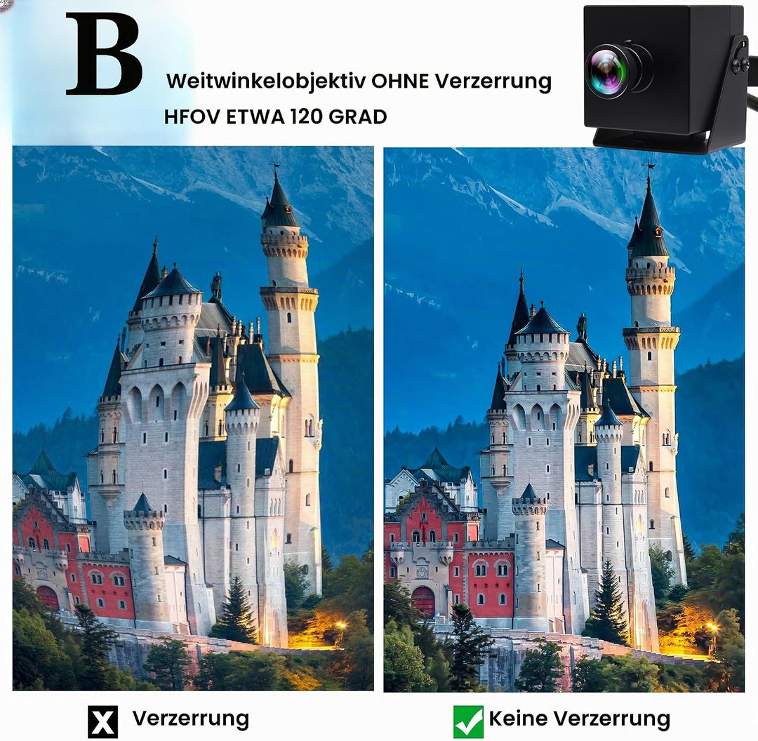ELP HDMI 4K USB Kamera mit IMX415 Sensor Webcam,Weitwinkel 120 Grad Objektiv ohne Verzerrung USB Kam