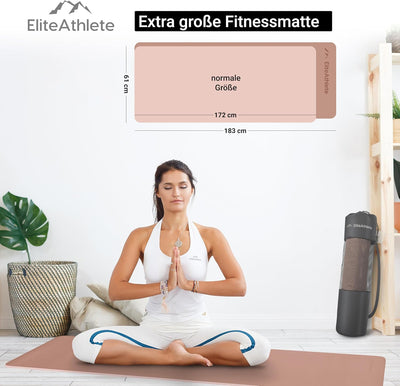 EliteAthlete Yogamatte - Sportmatte - Fitnessmatte - Gymnastikmatte gepolstert & rutschfest für Fitn