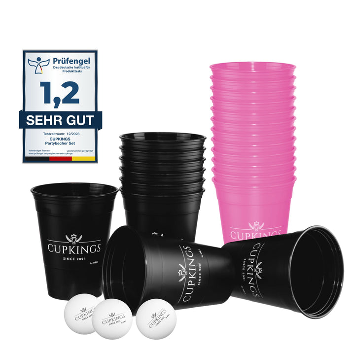 CUPKINGS Party Becher Set | 22 Hartplastik Becher Made in Germany | Festival Zubehör & Party Deko |