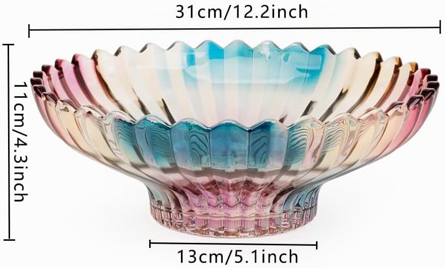 Magicpro 31,8 cm Durchmesser, Kristallglas, bunte Obstschale, Küchendekoration, Zubehör