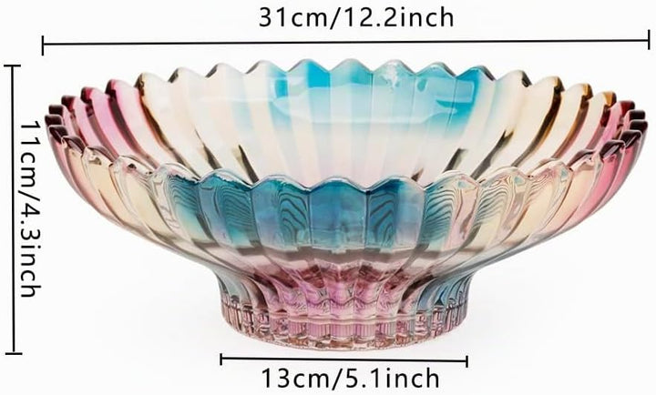 Magicpro 31,8 cm Durchmesser, Kristallglas, bunte Obstschale, Küchendekoration, Zubehör