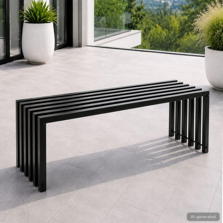 DanDiBo Gartenbank Metall Massiv Wetterfest Schwarz 120 cm Sitzbank Modern 96205 Parkbank Eisen Bank