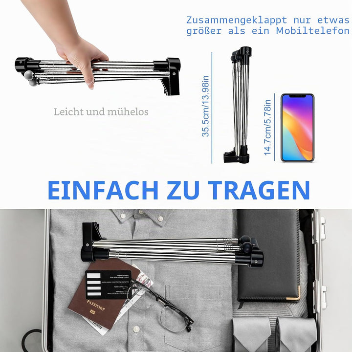 Tragbarer Wäscheständer, faltbar, 33–71,1 cm, tragbarer Reise-Kleiderständer, zusammenklappbare Klei