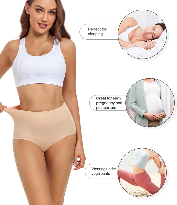 wirarpa Unterhosen Damen Baumwolle Frauen Unterwäsche Hohe Taille Slips Hoher Taillenslip 4er Pack X
