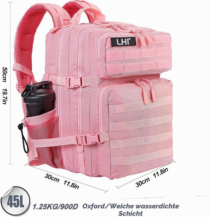 LHI Militärstil Taktischer Rucksack 45L mit MOLLE-System – Wasserdicht für Wandern, Survival, Campin